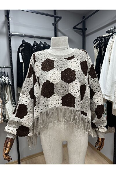 FioraWear Kadın Oversize Püsküllü Şal Bluz