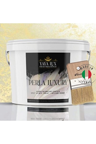YaYa Color Luxury Decorative Paint, Perla Luxury Cream, with Pearl Flakes, 2.5 L and 70 mm Brush