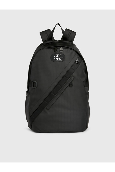 Calvin Klein Men Black Logo Detail Zip Around Backpack