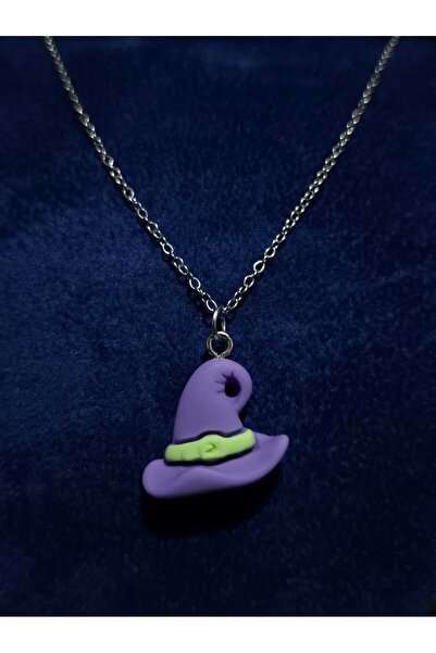 sarıyer silver Witch Hat Steel Necklace Halloween Halloween Themed Jewelry