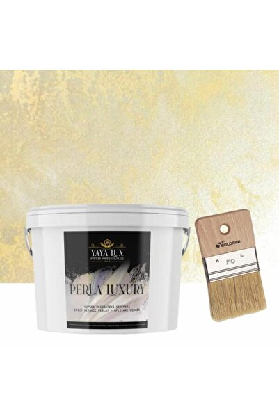 YaYa Color Luxury Decorative Paint, Perla Luxury Cream, with Pearl Flakes, 2 Liters and 70 mm Brush