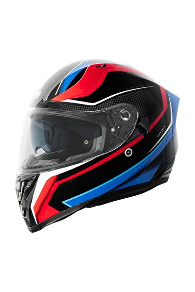 TORC T-15 Route Kapalı Motosiklet Kaskı Siyah Mavi Kırmızı