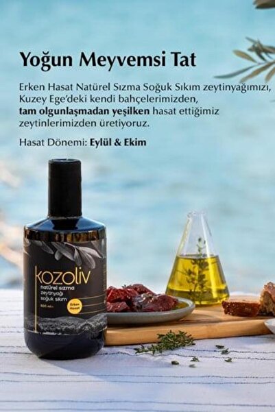 kozoliv 2025-26 Yeni Sezon Erken Hasat Soğuk Sıkım Zeytinyağı 1 LT