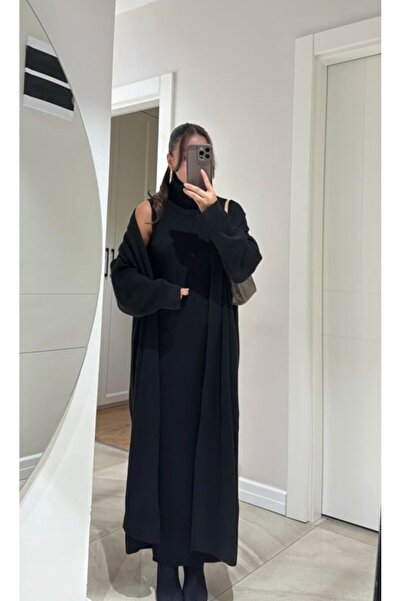 BUĞLEM İKRA Triko Yırtmaçlı Elbise Hırka Takım