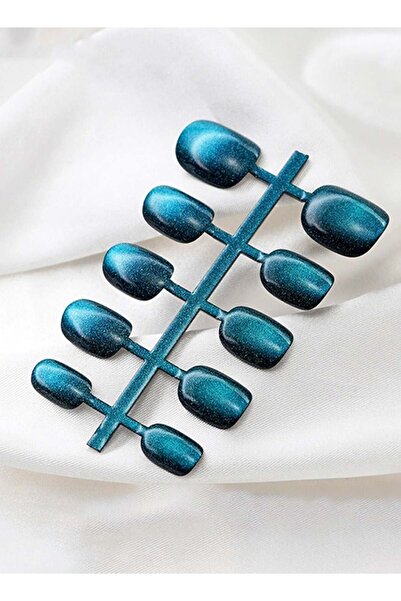 Arabest 10-Pcs Short Square Round 3D Glitter Fake Nails with Tools