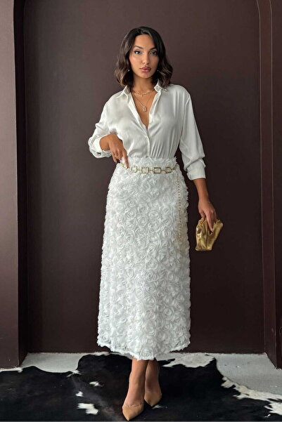 Lady Pixie Rose Süzüneli Long Skirt