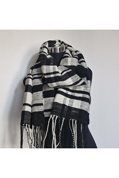 moli tasarim Siyah, Beyaz Simli El Dokuması Atkı, Kilim Dokuması Yünlü Atkı, ...