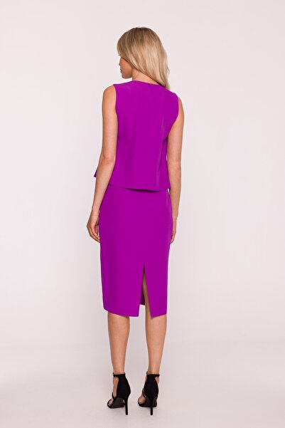 Stylove s422 Elegant dress with double top and lace insert