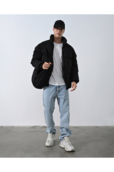 Butik Reglan Kol Şişme Mont Siyah