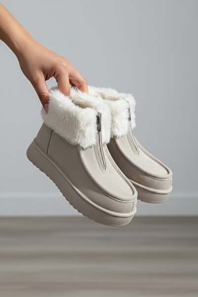 Adım Dünyası Γυναικείες μπότες χειμερινές casual με φερμουάρ, βελούδινη επένδυση από γούνα, ορθοπεδικές άνετες