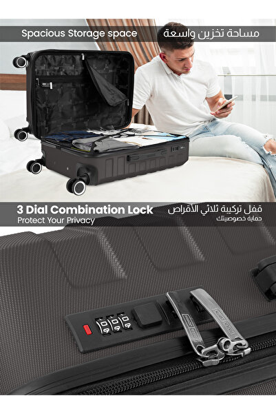 PARAJOHN Aero 24-Inch (Medium) ABS Hard Case Checked-In Luggage Trolley Bag with 4 Spinner Wheels and Lock