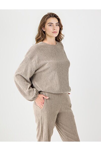 Jimmy Key Vizon Bisiklet Yaka Beli Lastikli Örme Sweatshirt
