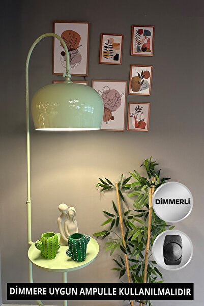 Bamyum Dimmerli Işığı Ayarlanabilen Işığı Artırılıp Azaltılabilen Mint Hareketli Başlık Metal Lambader