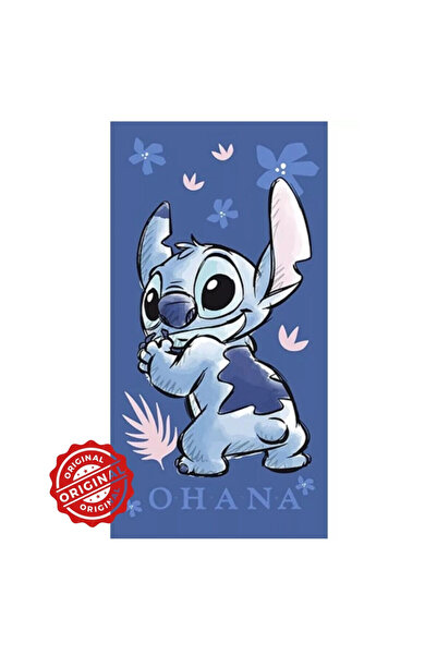 OEM Prosop de baie copii Disney Stitch Ohana Blue – microfibra absorbtie rapida, 70×140 cm