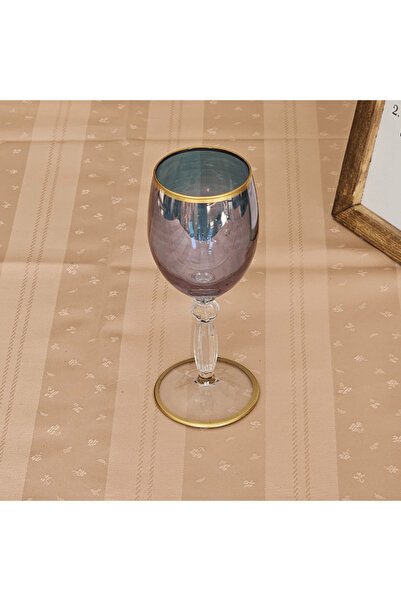 Sudedi Home Ayaklı Renkli Gold Detaylı Bardak Kadeh (Mavi) 1Adet