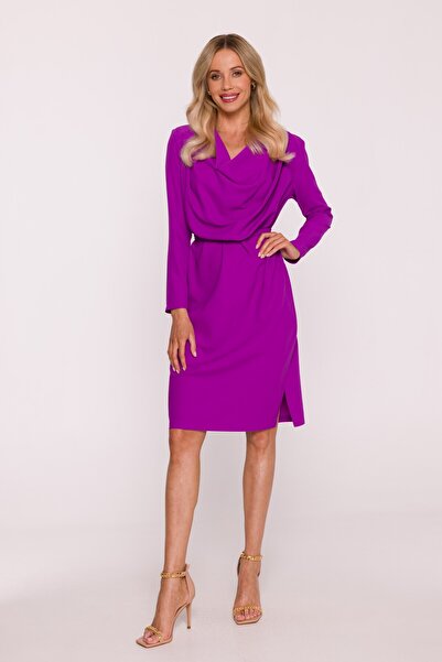Stylove s428 Midi dress with a cowl neckline