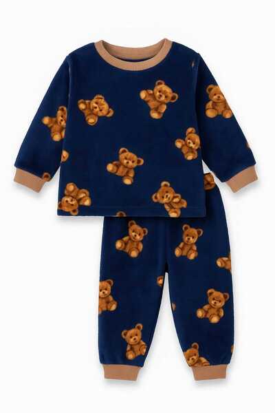 Oz Baby Unisex Polar Tüy Peluş Kışlık Çocuk ve Bebek Eşofman Takımı (1-4 Yaş)