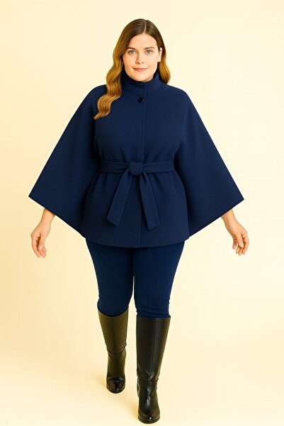 enmodaiçgiyim Синій жіночий палантин – кашеміровий вигляд, високий комір, один розмір, зручний крій, стильний дизайн