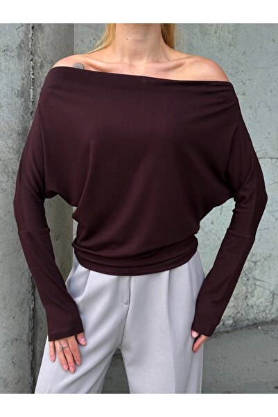 b buhari bykoc Μακρυμάνικη μπλούζα με λαιμόκοψη καγιάκ