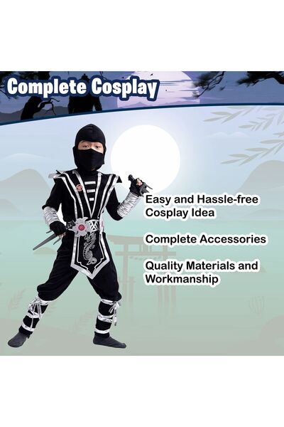 Oxygen Plus Costum de ninja pentru copii — Set de accesorii (Glugă/Mască, Blu...