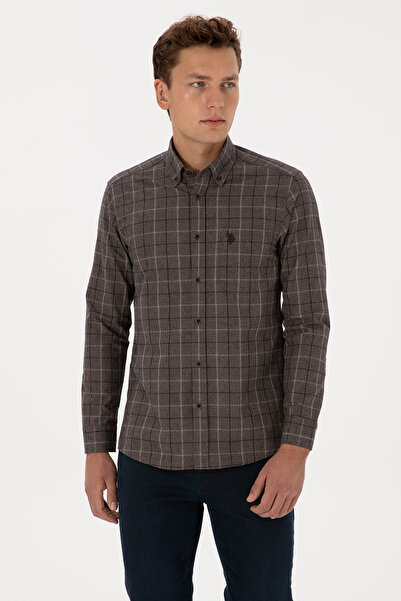 U.S. Polo Assn. Men's Brown Long Sleeve Shirt 50308555-Vr029