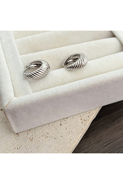ATELİER GİZEM Xuping Tarnish Free Silver Color Hoop Women Steel Earrings