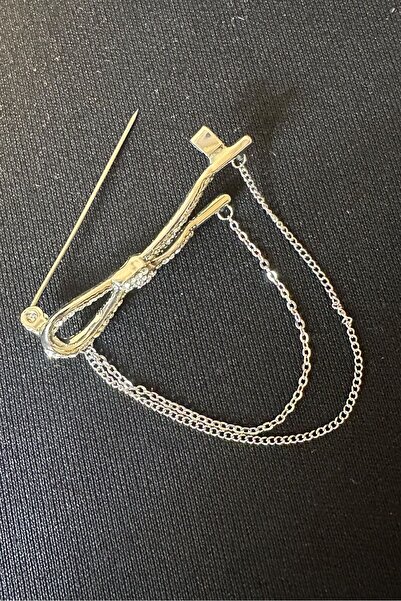 Uretti - Melik 9215 2026 Taşlı Fiyonk Model Çelik Broş / Yaka İğnesi