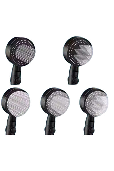 OEM Cap de duș cu 5 tipuri de jeturi, Negru, 8,5x25cm, Plastic