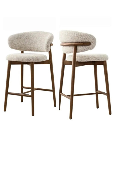 NORTE (2 ADET) Ahşap BAR SANDALYESİ - Ahşap Ada Mutfak Sandalyesi