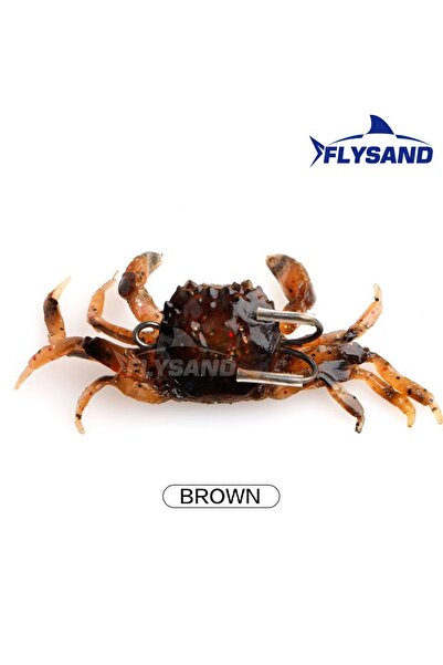 Choice طعم صيد السلطعون - طعم سلطعون صناعي ناعم من السيليكون من FLYSAND باللون البني، طعم صيد السلطعون الحيوي ذو الخطاف الحاد الطازج