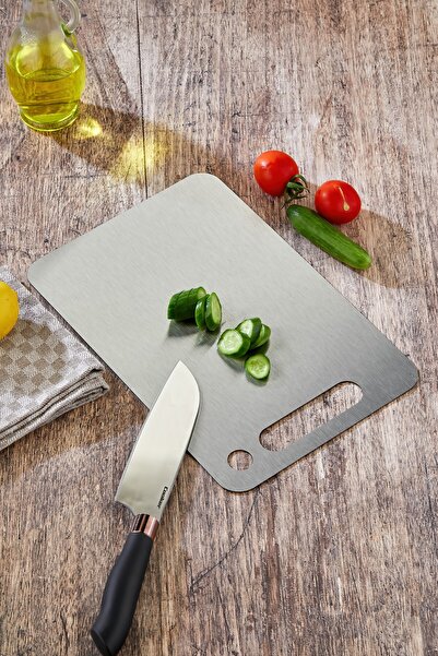 Cooker Luxury 30X20 cm Stainless Steel Silicone Cutting Board Silver