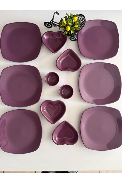 Keramika Takım Kahvaltı Mor 12 Parça 6 Kişilik