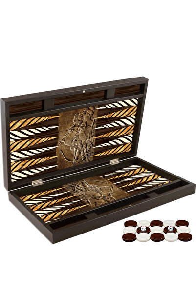 Z-Tools Lacquered wooden backgammon game, Trandy 58x48cm, ASHUR BANIPAL, / ZTS5482-6