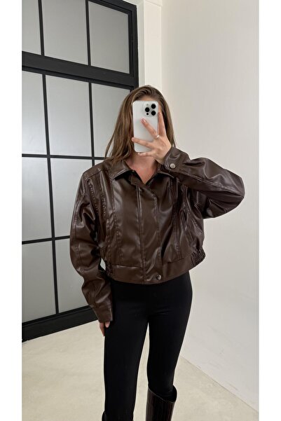 Gaus Brown Shoulder Pad Layer Lined Premium Leather Jacket Gaus-00607