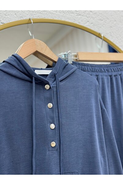 BENAHOLL Barina Pat Detailed Kangru Pocketed Skirt Suit-As084 Navy Blue