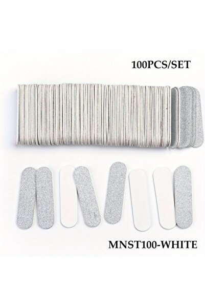 Choice مجموعة مبردات أظافر MNST ثنائية الجوانب بيضاء اللون، مكونة من 100 قطعة، ومبرد صنفرة خشبي صغير، ومبرد أظافر جل لطلاء الأظافر