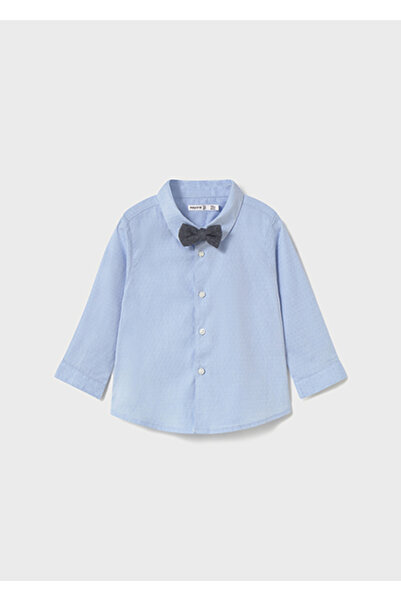 MAYORAL قميص للأولاد الصغار بأكمام طويلة باللون الأزرق مع ربطة عنق 2111