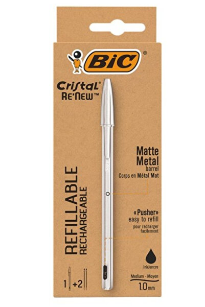 Other Pix cu bilă Bic Cristal Re'New Negru /1 pix + 2 rezerve/