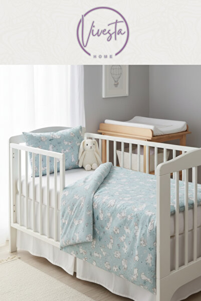 Vivesta Home طقم غطاء لحاف للأطفال مصنوع من القطن بنسبة 100% بنمط الأرنب - نس...