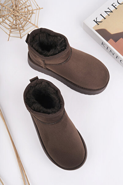 Freemax Kadın Garantili İçi Kürklü Hafif Taban Mini Bot Kahve