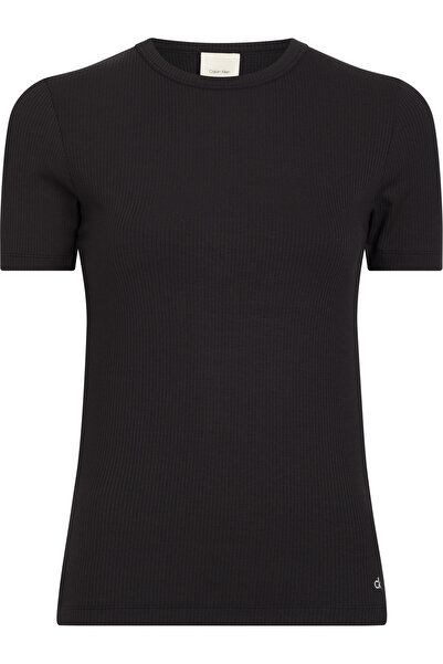 Calvin Klein Women Black Crew Neck Modal Rib Top