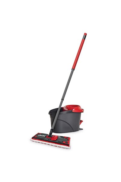 Vileda Ultramat TURBO Mop Set, microfiber, 1 bucket, 1 telescopic handle, 2 refills, white/red