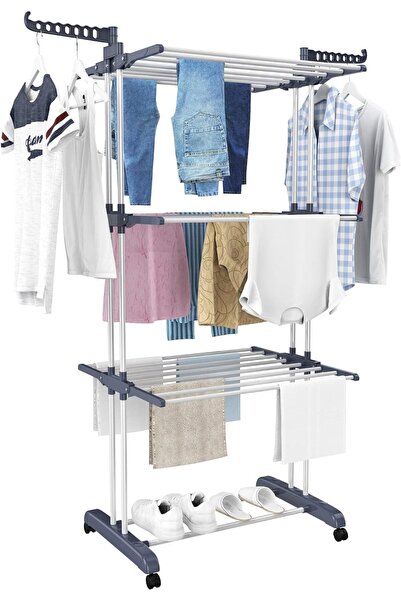 HOMIDEC Airer Clothes Drying Rack, 4-Tier Foldable Stainless Steel, Grey