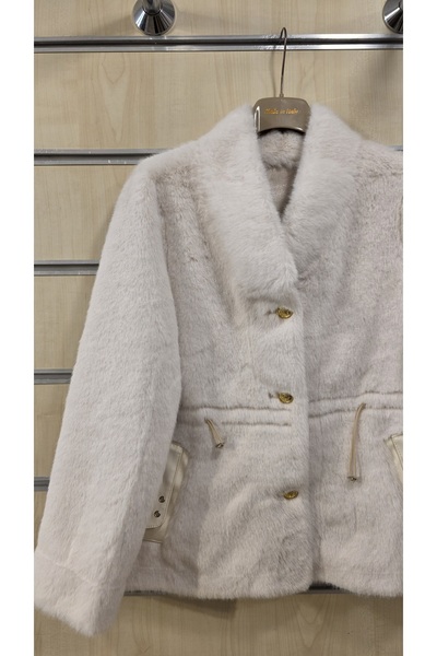 Park Moda Faux Fur Coat Yellow Button