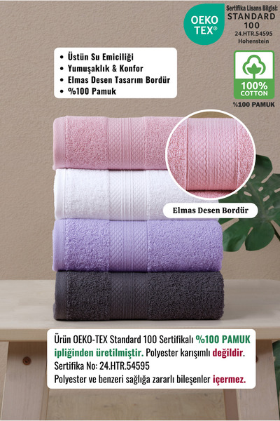 Ellaline Набір з 4 рушників, 100% бавовна, сертифікований, набір рушників для рук/обличчя/кухні, 50x80 см