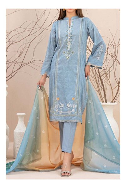 Generic مجموعة من 3 قطع كورتي مع سفلي ودوباتا من توكل فابريكس - أزرق فاتح