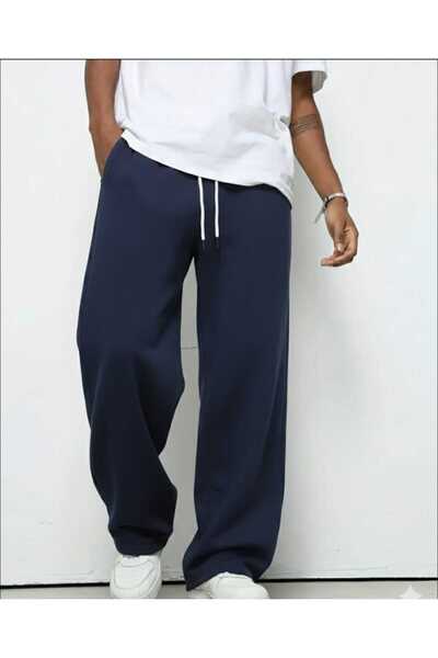 AGR MODA Kışlık Şardonlu Lacivert Eşofman Altı Battal Büyük Beden Spor Giyim Bol Kesim Esnek Rahat Kumaş