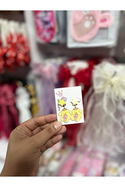 EyER Shoping أقراط أطفال بتصميم شخصيات كرتونية باللون الأصفر