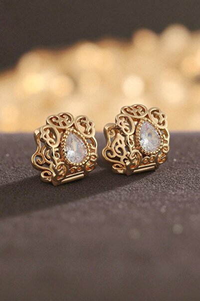 AXXION Vintage Design Drop Stone Gold Color Earrings |   Authentic and Stylish