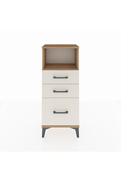 Dienni Arges Komodin Tek Raflı 3 Çekmeceli 44x30x106 Çam-Aytaşı
